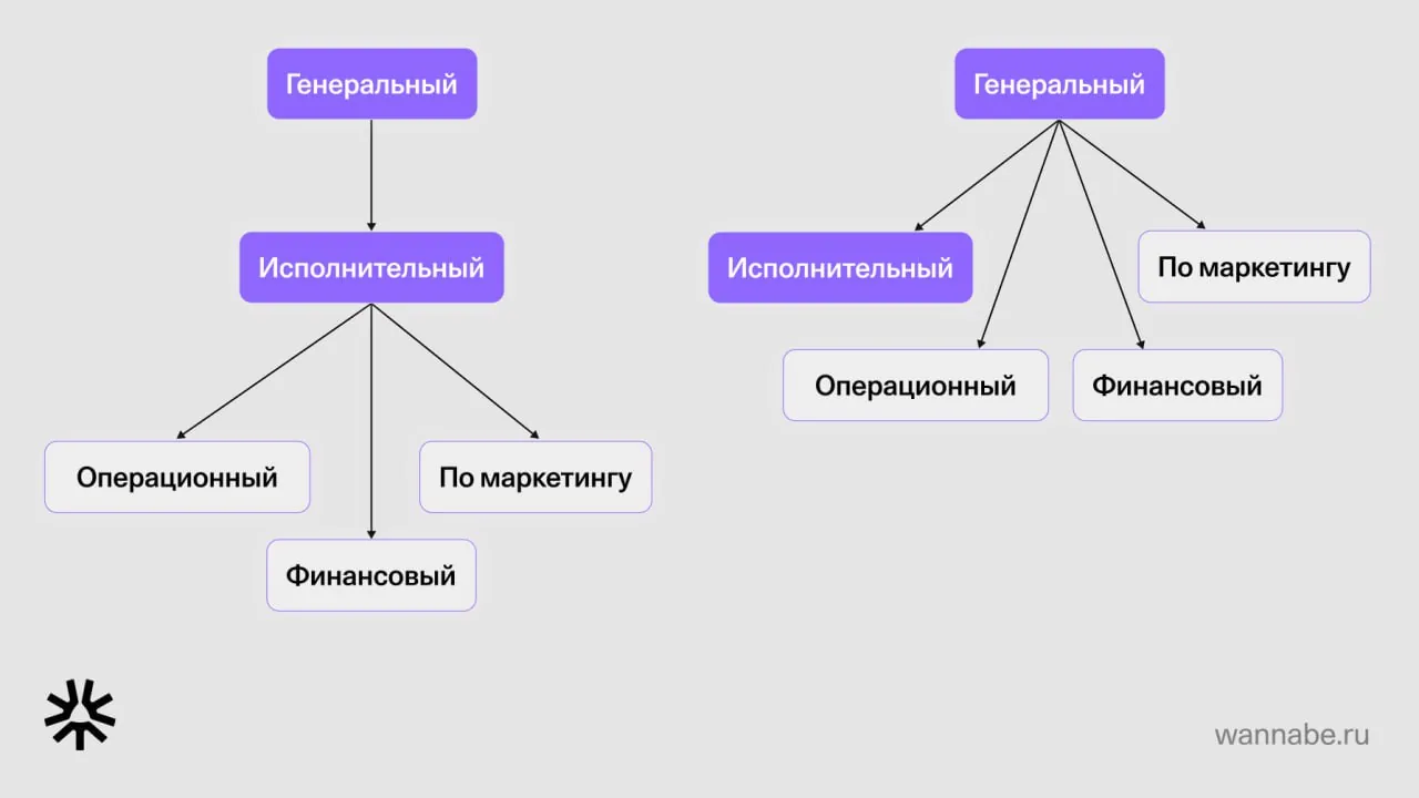 Два варианта места исполнительного директора в оргструктуре компании